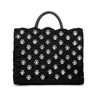 Genti de mana Black Handbag With Weaving And All-Over Disc Details In Raphia Woman Femei