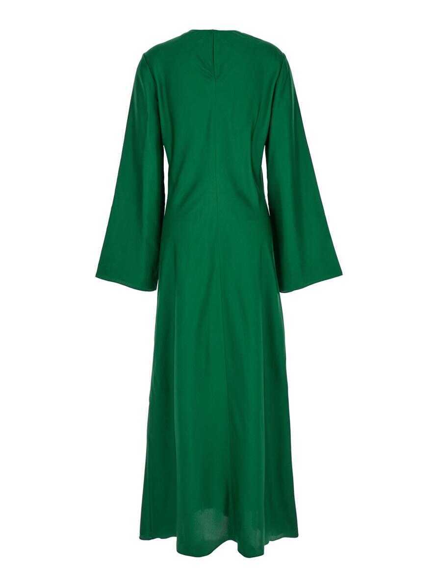 Rochii ROHE Green Long Crewneck Dress In Silk Woman GREEN Femei (BM 17166661) 2