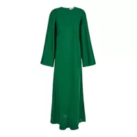 Rochii Green Long Crewneck Dress In Silk Woman Femei