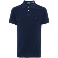 Tricouri Polo Blue Polo Shirt With Large Pony Detail On The Front In Cotton Woman Barbati