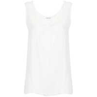 Topuri White Tank Top With Plunging U Neckline In Polyamide Woman Femei