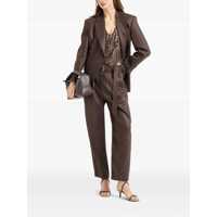Imbracaminte Dama pagina 594 - Geci Brunello Cucinelli Brunello Cucinelli Shiny Linen Jacket With Shiny Details Brown Femei (BM 17170144) - B-mall.ro