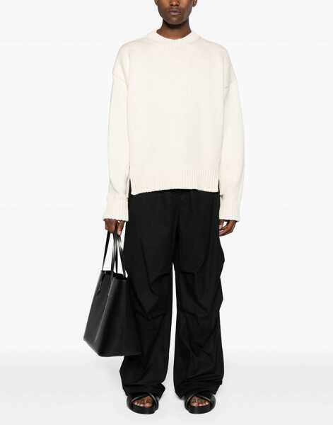 Pulovere Jil Sander Crew Neck Chunky Cotton Blend Sweater White Barbati (BM 17171828) 2