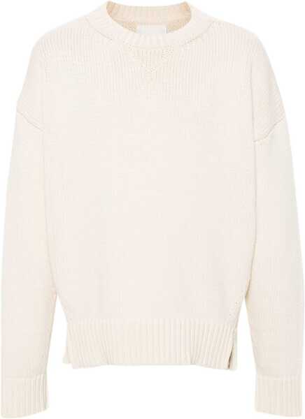 Pulovere Jil Sander Crew Neck Chunky Cotton Blend Sweater White Barbati (BM 17171828) 1