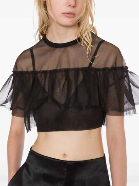 Pulovere Philosophy Transparent shirt with ruffle Black   Femei (BM 17173099) 4