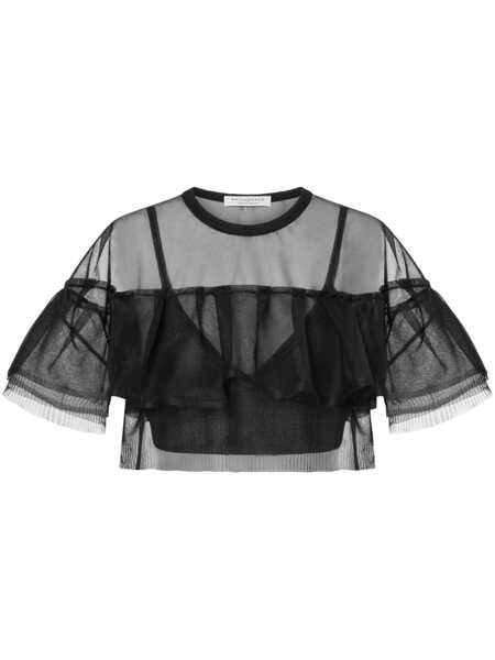 Pulovere Philosophy Transparent shirt with ruffle Black   Femei (BM 17173099) 1