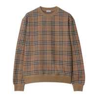 Pulovere Burberry Check Cotton Blend Sweater Barbati