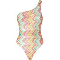 Costume de baie intregi One-Shoulder Printed Tulle One-Piece Swimsuit Femei