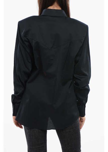 Camasi casual THE ANDAMANE Cotton Shirt With Padded Shoulders Black Femei (BM 17183984) 2