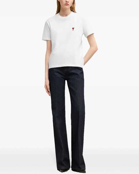 Tricouri AMI Paris Logo T-shirt BLANC Femei (BM 17184002) 3