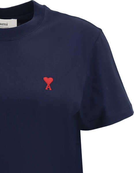 Tricouri AMI Paris Logo T-shirt BLEU NUIT Femei (BM 17184005) 3