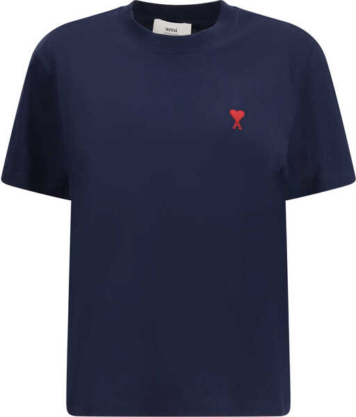 Tricouri AMI Paris Logo T-shirt BLEU NUIT Femei (BM 17184005) 1