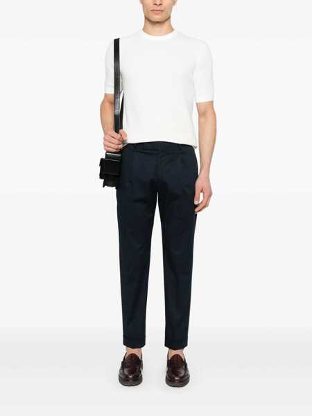 Pantaloni casual PT TORINO Trousers - REBEL 1 Pleat, Diagonal Pockets, Flap Back Pockets Blue Barbati (BM 17185018) 2