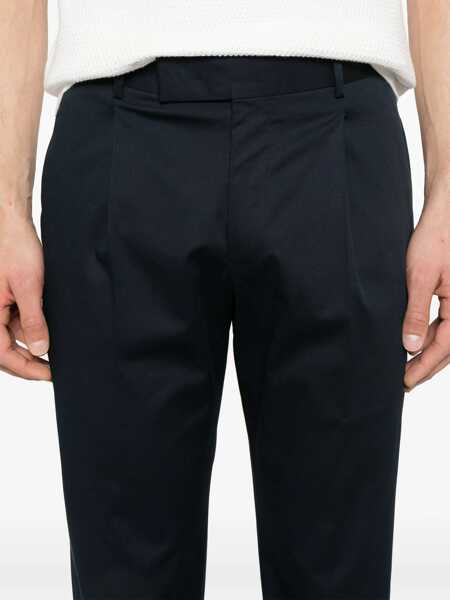 Pantaloni casual PT TORINO Trousers - REBEL 1 Pleat, Diagonal Pockets, Flap Back Pockets Blue Barbati (BM 17185018) 5