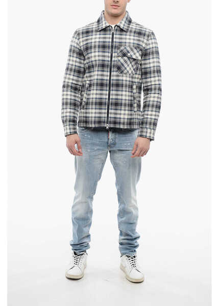 Camasi casual Woolrich Padded Checkered Timber Overshirt Blue Barbati (BM 17192906) 4