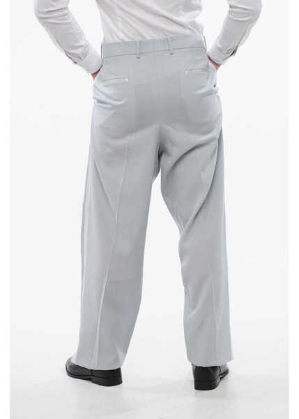 Pantaloni casual Off-White Double Pleated Wool Pants Light Blue Barbati (BM 17193047) 4