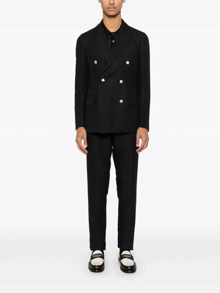 Tricouri Polo Roberto Collina Openwork Knit Polo Shirt Black Barbati (BM 17195023) 2