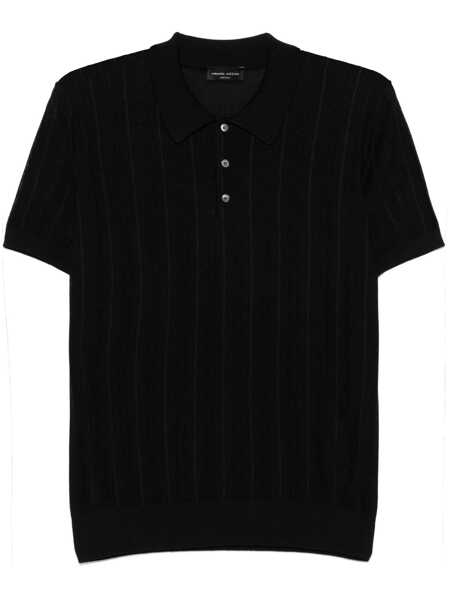 Tricouri Polo Roberto Collina Openwork Knit Polo Shirt Black Barbati (BM 17195023) 1