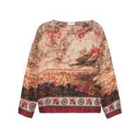 Bluze Pierre-Louis Mascia Printed Silk Blouse Femei