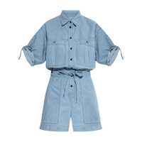 Salopete 'Vally' Light Blue Tracksuit With Chest Pockets And Elastic Waist With Drawstring In Cotton Woman Femei