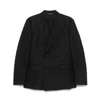 Sacouri Black Double-Breasted Jacket With Peak Revers In Linen Man Barbati