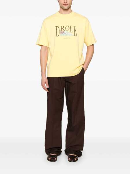 Tricouri DRLE DE MONSIEUR Le T-Shirt Tennis Court Yellow Crewneck T-Shirt With Maxi Print On The Front In Cotton Man YELLOW Barbati (BM 17197681) 2