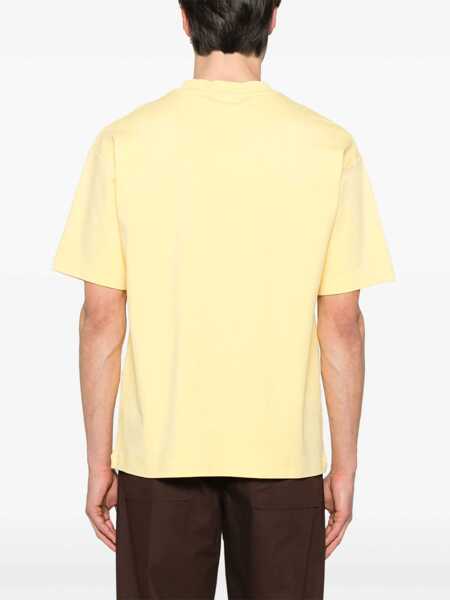 Tricouri DRLE DE MONSIEUR Le T-Shirt Tennis Court Yellow Crewneck T-Shirt With Maxi Print On The Front In Cotton Man YELLOW Barbati (BM 17197681) 3
