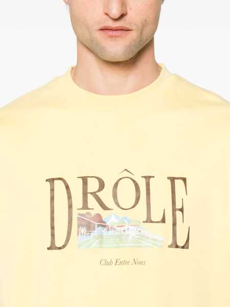 Tricouri DRLE DE MONSIEUR Le T-Shirt Tennis Court Yellow Crewneck T-Shirt With Maxi Print On The Front In Cotton Man YELLOW Barbati (BM 17197681) 4
