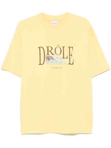 Tricouri DRLE DE MONSIEUR Le T-Shirt Tennis Court Yellow Crewneck T-Shirt With Maxi Print On The Front In Cotton Man YELLOW Barbati (BM 17197681) 1