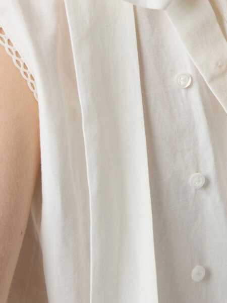 Rochii Miu Miu Miu Miu Slubbed Poplin Logo-Patch Dress White Femei (BM 17198518) 5