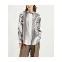 Camasi Brunello Cucinelli Dama - Camasi Brunello Cucinelli Brunello Cucinelli Cotton Striped Shirt With Glistening Flora Embroidery WHITE Femei (BM 17198554) - B-mall.ro
