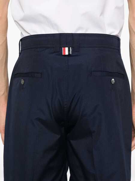 Pantaloni Thom Browne Blue Bermuda Pants With Logo Patch On The Rear And Belt Loops In Cotton Blend Man BLUE Barbati (BM 17198872) 5