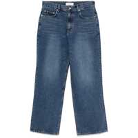 Blugi Blue Five Pocket Jeans With Logo Patch On The Back In Denim Man Barbati