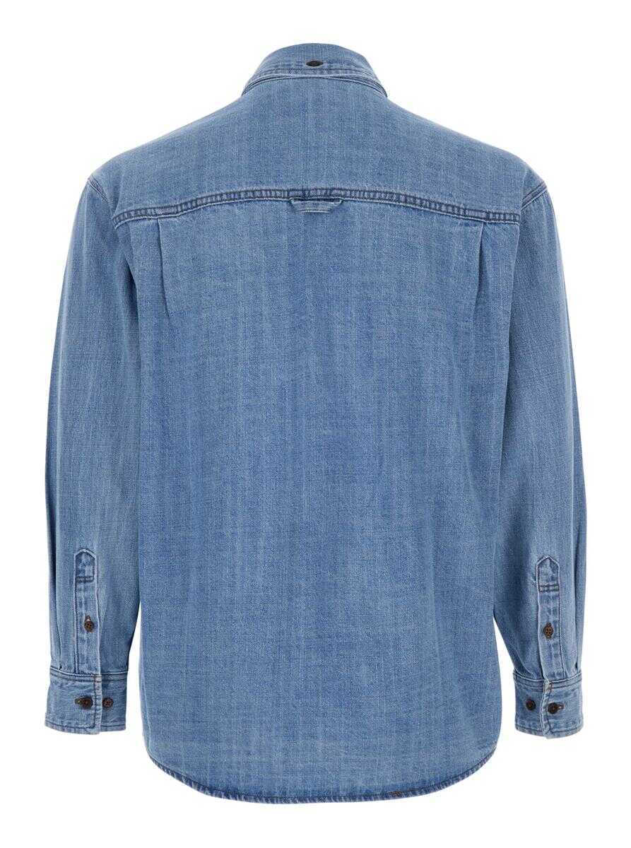 Geci DUNST Blue Jacket With Patch Pockets On The Chest In Denim Man BLUE Barbati (BM 17199877) 1