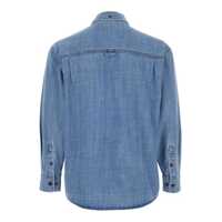 Geci Blue Jacket With Patch Pockets On The Chest In Denim Man Barbati