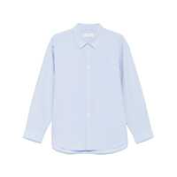 Camasi Light Blue Shirt With Patch Pocket On The Front And Embroidered Logo In Cotton Poplin Man Barbati