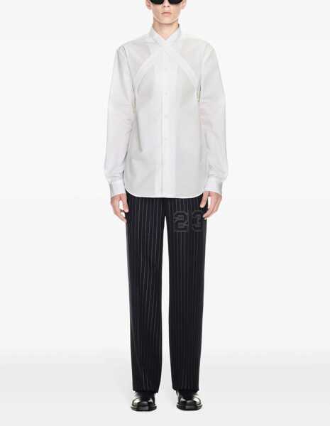 Pantaloni casual Off-White Pinstriped Wool Blend 23 Slim Fit Pants Blue Barbati (BM 17200394) 2