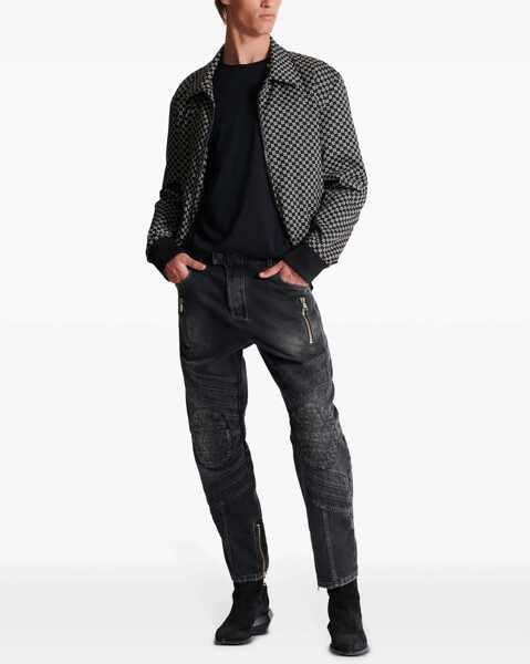 Blugi drepti Balmain Straight Fit Biker Jeans With Ankle Zip 20Cm Black Barbati (BM 17200415) 2