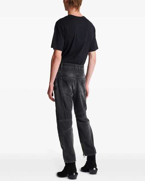 Blugi drepti Balmain Straight Fit Biker Jeans With Ankle Zip 20Cm Black Barbati (BM 17200415) 4