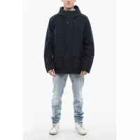 Trenciuri pentru Barbati - Trenciuri Woolrich Utility Mountain Raincoat With Drawstrings Blue Barbati (BM 17200442) - B-mall.ro
