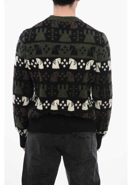 Pulovere Burberry Embroidered Wool Chess Crewneck Sweater Black Barbati (BM 17200484) 2