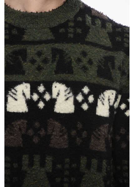 Pulovere Burberry Embroidered Wool Chess Crewneck Sweater Black Barbati (BM 17200484) 3