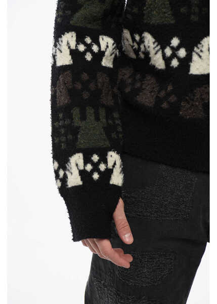 Pulovere Burberry Embroidered Wool Chess Crewneck Sweater Black Barbati (BM 17200484) 4