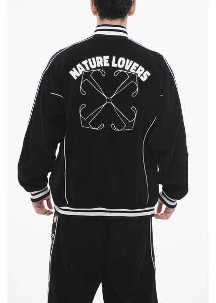 Bluze de trening Off-White Terry Natlover Varsity Track Sweatshirt With Tape Detail Black Barbati (BM 17200625) 2