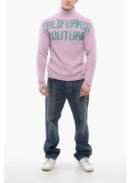 Pulovere casual Dior Dior X Erl Turtleneck Pullover With Lurex Embroidery Pink Barbati (BM 17200634) 4