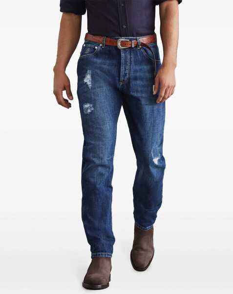 Blugi Brunello Cucinelli Worn-out Jeans DENIM SCURO OLD Barbati (BM 17200841) 3