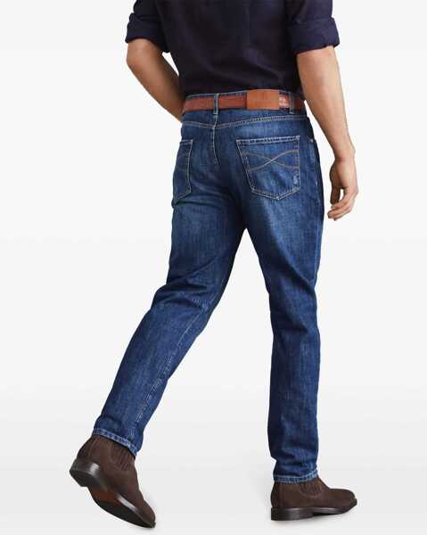 Blugi Brunello Cucinelli Worn-out Jeans DENIM SCURO OLD Barbati (BM 17200841) 4