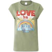 Tricouri Green T-Shirt With Graphic Print On The Front In Cotton Woman Femei