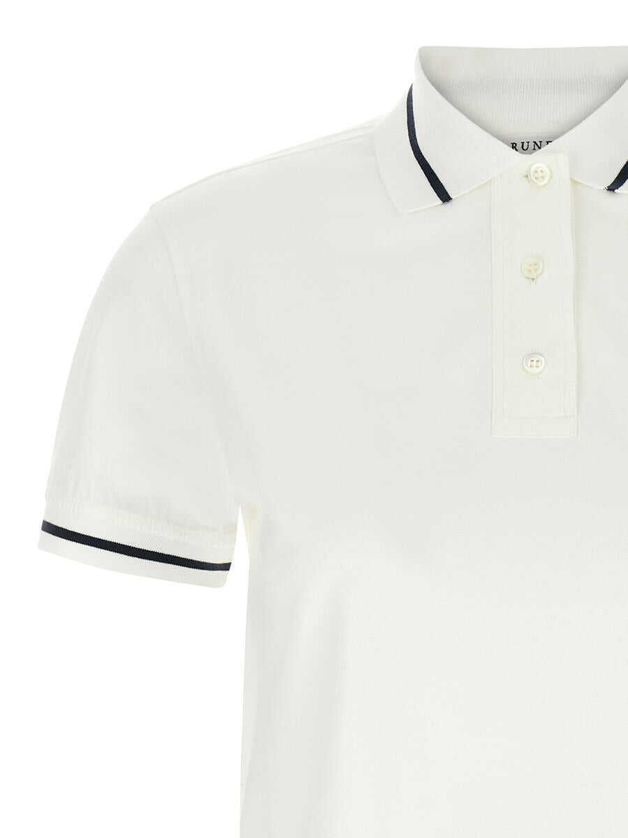 Tricouri Polo Brunello Cucinelli Brunello Cucinelli Logo Polo Shirt WHITE Femei (BM 17206762) 3