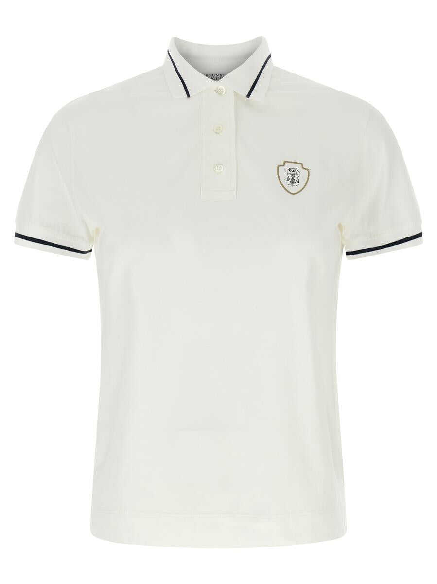Tricouri Polo Brunello Cucinelli Brunello Cucinelli Logo Polo Shirt WHITE Femei (BM 17206762) 1